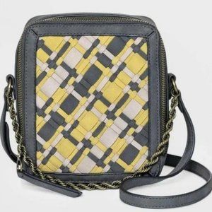 Uncommon Threads Woven Crossbody Convertable Bag in Gun Grey